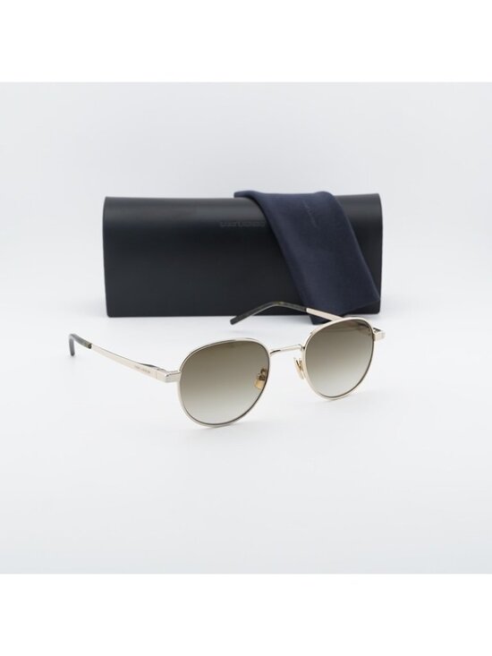 Saint Laurent SL555 003 Sunglasses Gold Round Frame, Brown Lenses main image 7